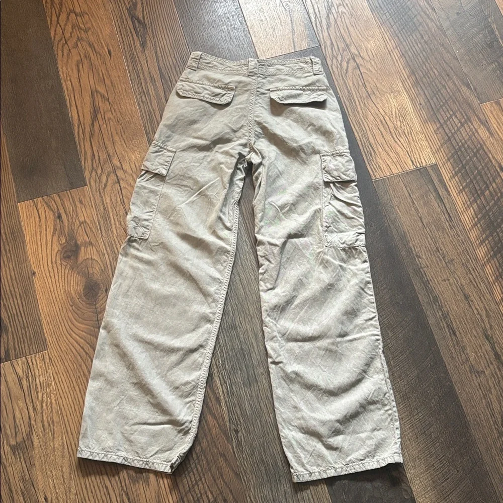 Zara Tan Cargo Pants Utility Pants Linen Lyocel Cotton Blend Women’s Size 0